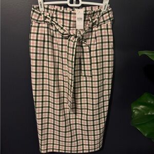 Ann Taylor Pink and Green Plaid Pencil Skirt
